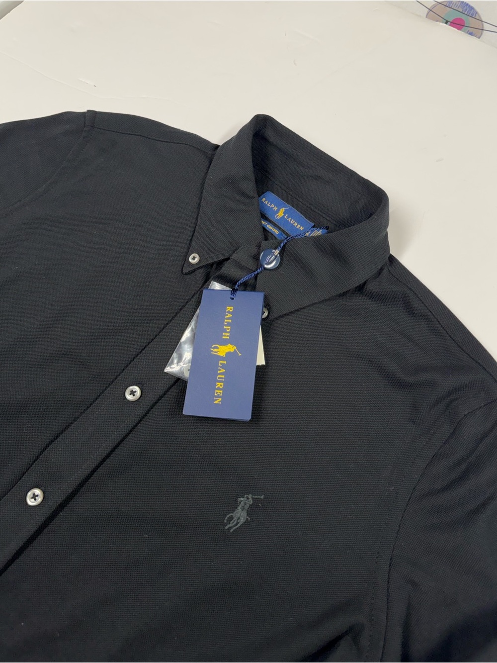 NEW Polo Ralph Lauren Knit Oxford Black Button-Down Men's Long Sleeve Shirt XL